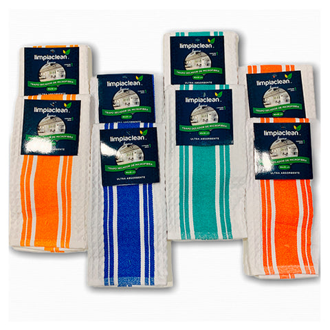 Caja de 8 Pack Secador Microfibra Waffle Limpiaclean 60X40cm con 24 piezas