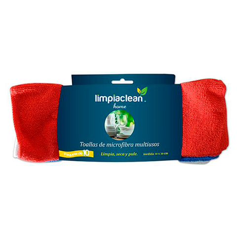 10 pack de Microfibra Limpiaclean de 30x30 cm