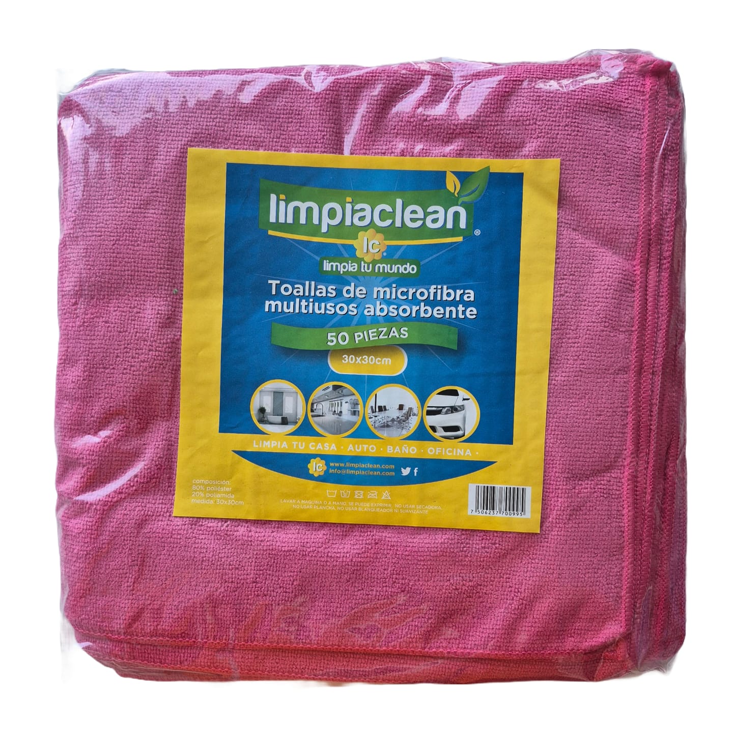 50 Pack Microfibra Limpiaclean 30x30 cm