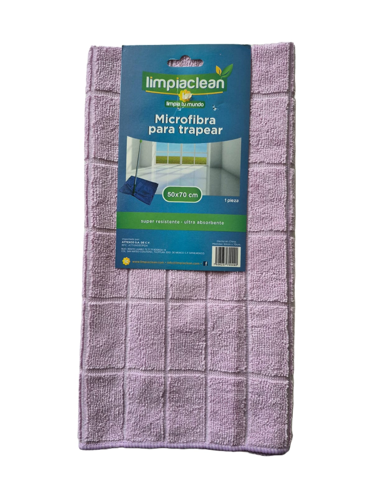 Microfibra para trapear Limpiaclean 50x70 cm con textura de cuadros
