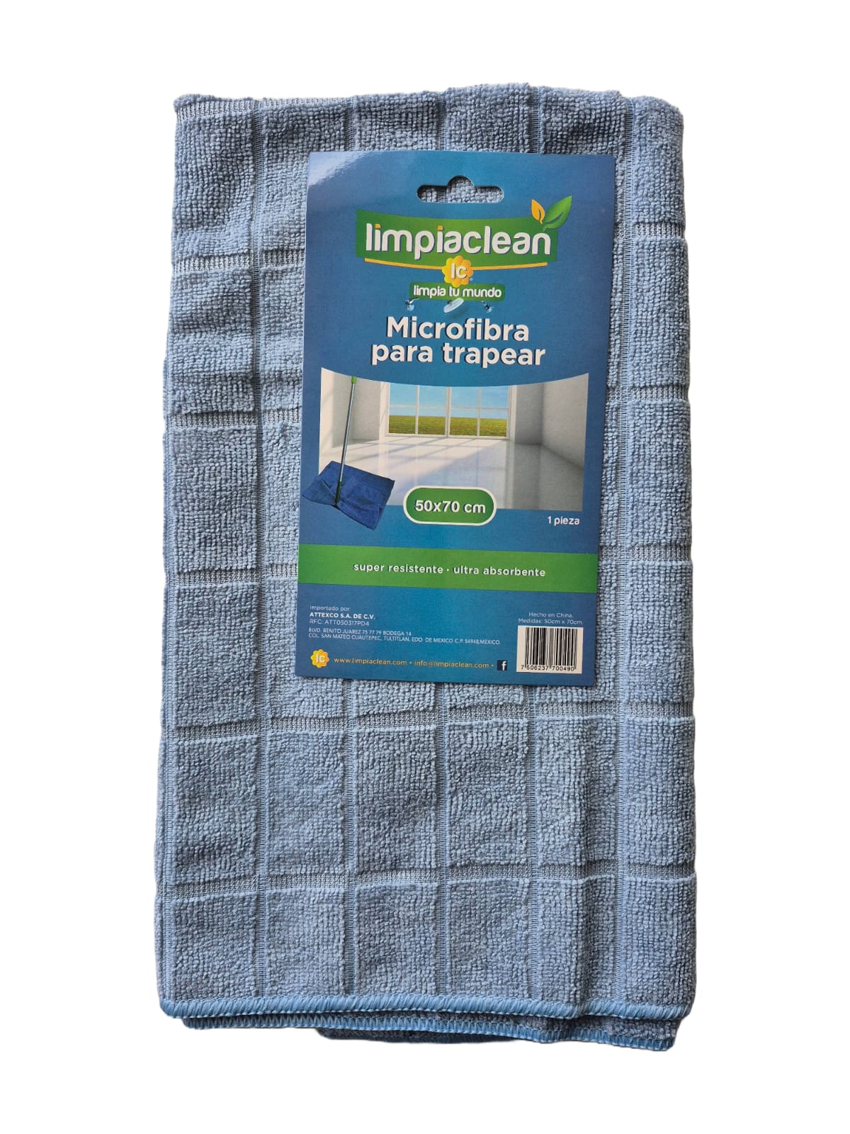 Microfibra para trapear Limpiaclean 50x70 cm con textura de cuadros