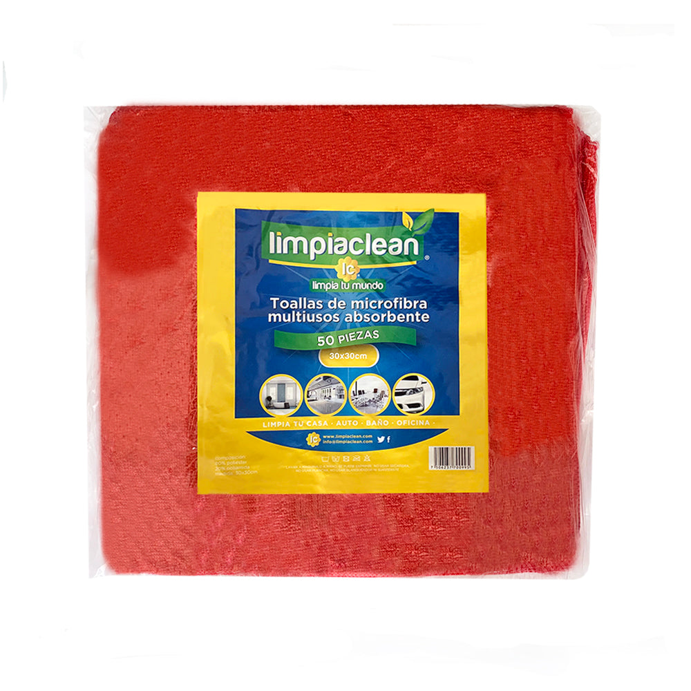 50 Pack Microfibra Limpiaclean 30x30 cm