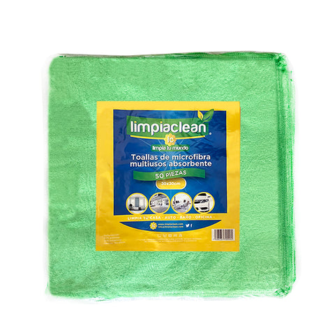 50 Pack Microfibra Limpiaclean 30x30 cm